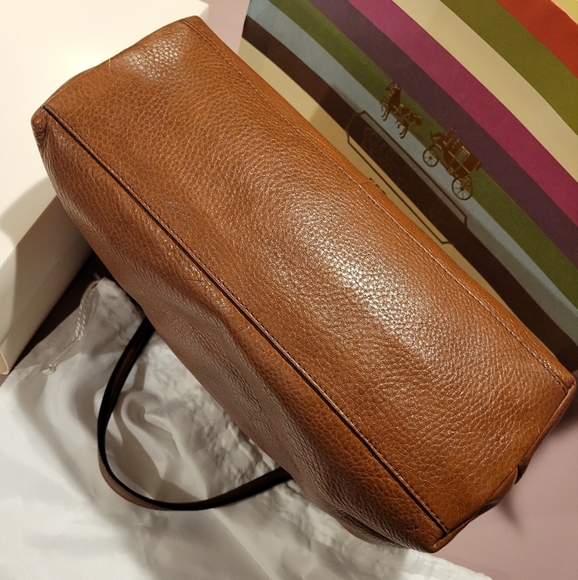 Cognac Pebble Leather COACH Tote Bag - Picture 15 of 16